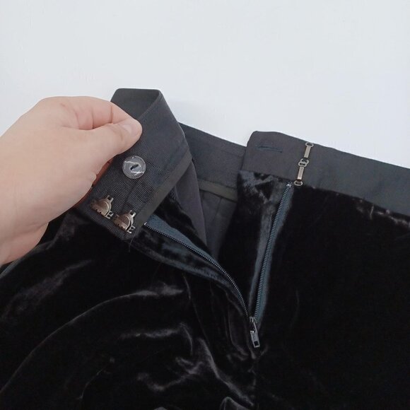 J. McLaughlin Black Velvet Straight Leg Pants Women's 2 High Rise Minimalist - Picture 4 of 10